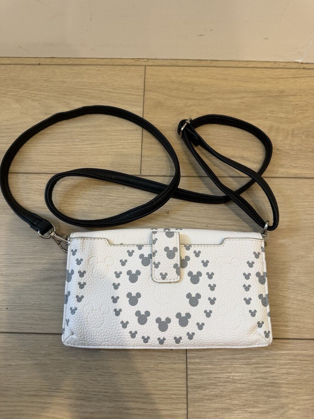 Disney Mickey Mouse Crossbody Wallet White Black Phone Purse RFID Style Clutch